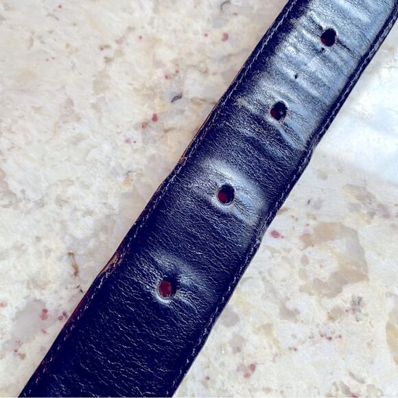 Vintage Coach USA Buckle Brass Leather 1” wide Belt BLK sz 34 - Picture 9 of 12